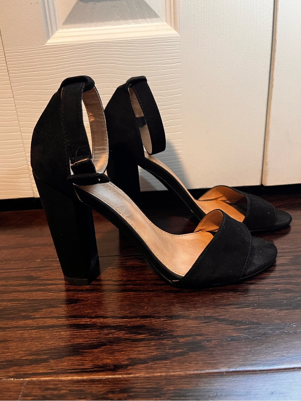Black Block Heel Ankle Strap Sandals